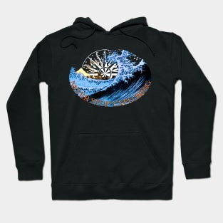 Never Stop Exploring Shirt TShirt with Crashing Waves, Birds and Mt Fuji Hoodie